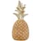 13&#x22; Gold Textured Pineapple Fruit Sculpture with Carved Top